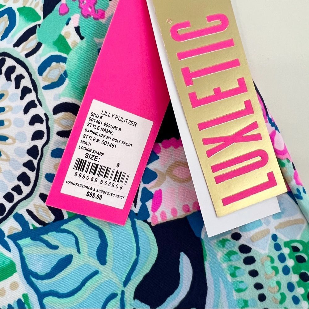 Lilly Pulitzer Daphne UPF 50 Golf Skort Luxletic Multi Lookin Sharp 8 New - Picture 3 of 3